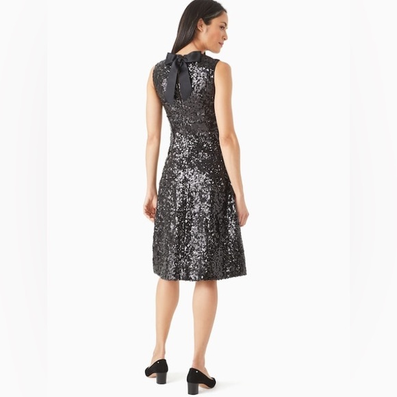 Kate Spade NWT New Women’s Sequin Fit and Flare Statement Bow Dress 12 msrp $898 - Picture 2 of 15